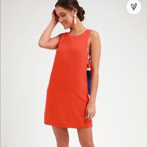 Joyful Red Orange Multi Stripe Tie-Back Mini Dress